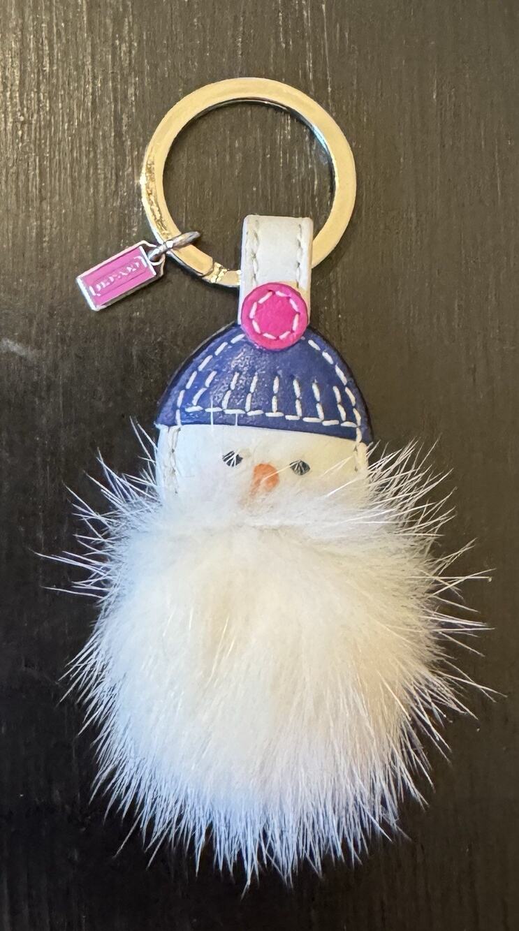 Coach Mink Fur And Leather Snowman Bag Charm Keychain